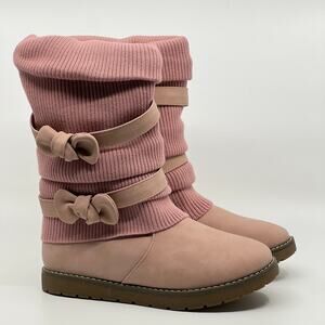 Dream Pairs KLOVE Pink Faux Fur Mid Calf Snow Boots Girls Big Kid 6